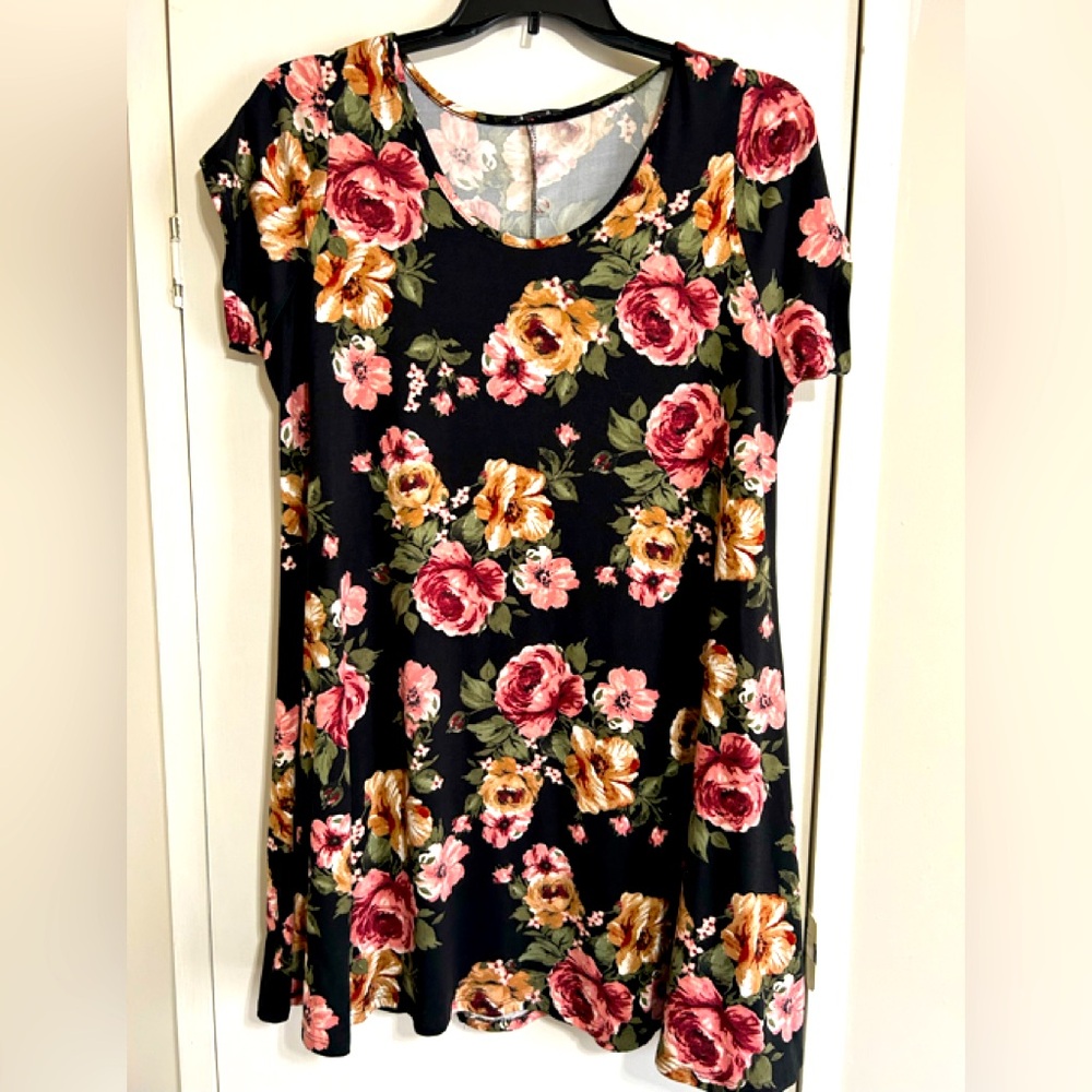 Floral Black Women's Dress